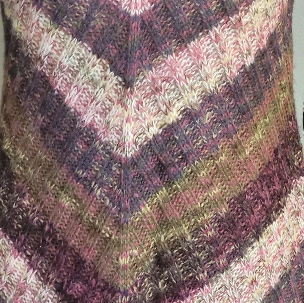 Almost Famous Burgundy and Cream Chevron V-Neck Sweater